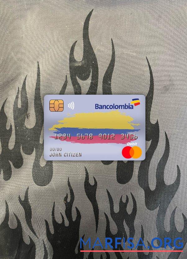 Blank Colombia bancolombia bank master debit card photolook front example